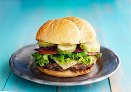 Finns Burger on a plate.