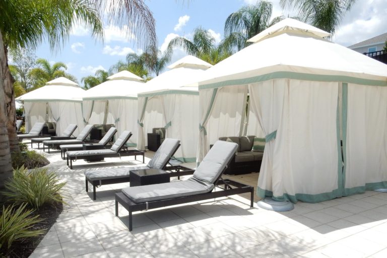 Private cabanas at the Encore Resort Clubhouse.