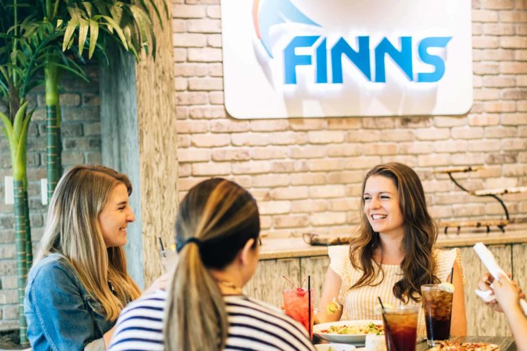 A group dining at Finns Restaurant.
