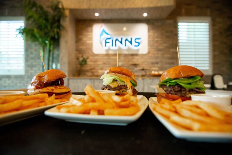 Hamburger sliders and fries at Finns Restaurant at Encore Resort.