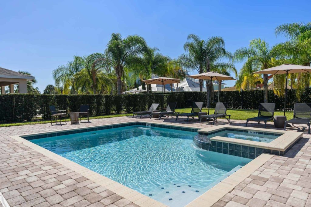 Private backyard pool at Weathers’ Orlando vacation home.