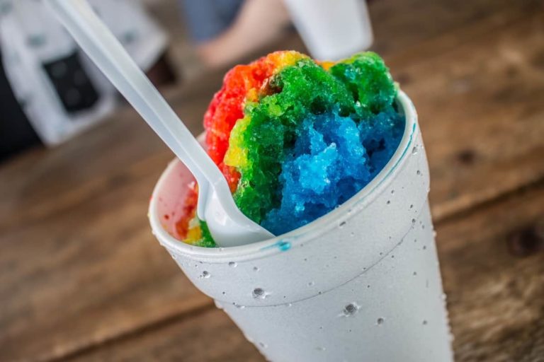 Activities Calendar 1 Rainbow snow cone in a cup with a spoon
