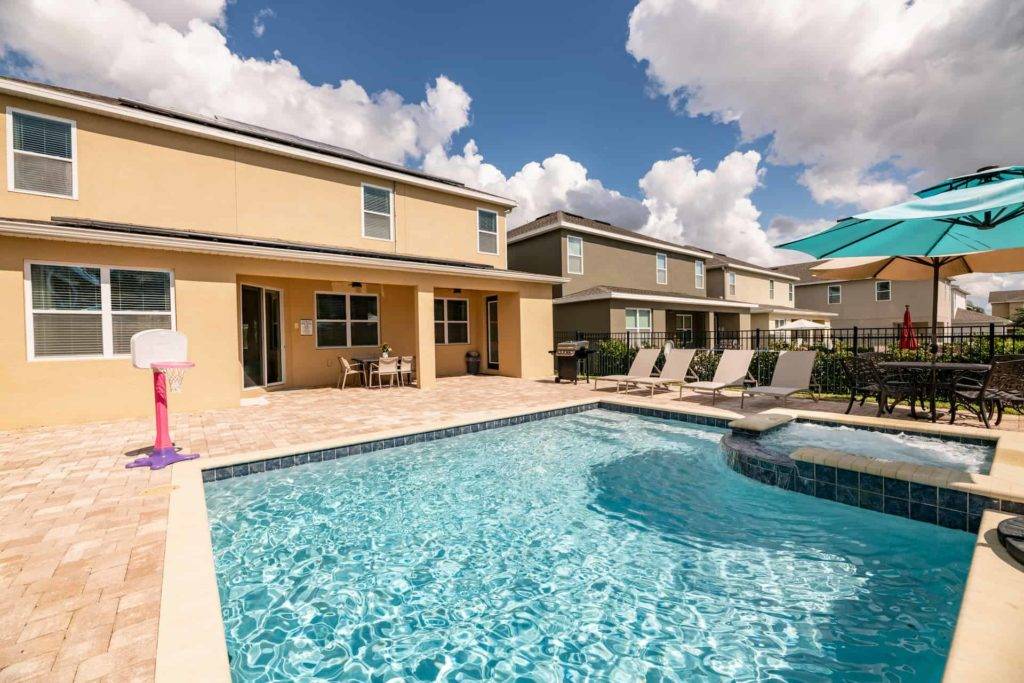 Private pool in the backyard