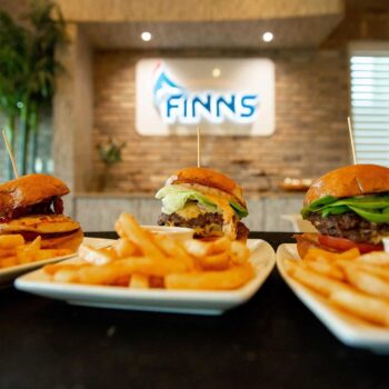 Hamburger sliders and fries at Finns Restaurant at Encore Resort.