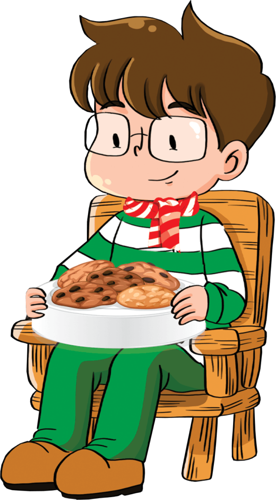 Nico Luna assis avec une assiette de cookies