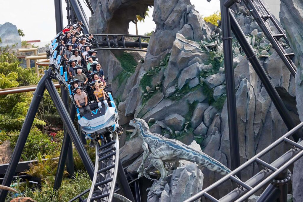 Group riding the Velocicoaster in Universal Studios Islands of Adventure